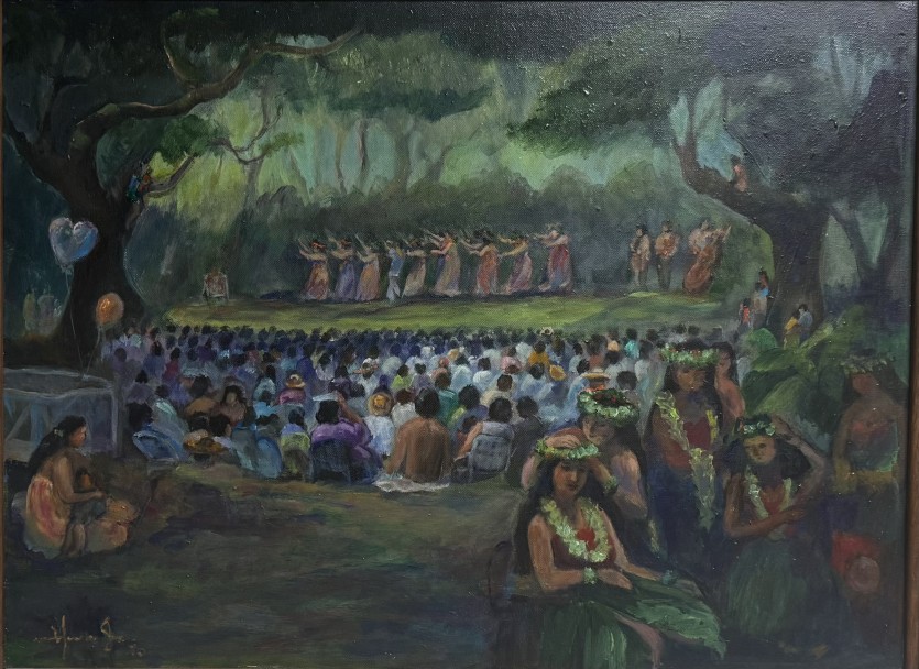 박화자 화백 작품 Prince lot hula concert (1981)